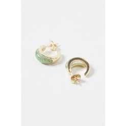 Oliver Bonas Green Oriana Aventurine Inlay Hoop Earrings -Oliver Bonas Shop unnamed file 675