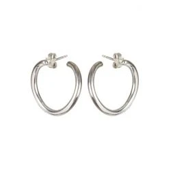 Oliver Bonas Silver Plated Megumi Circle Loop Silver Hoop Earrings