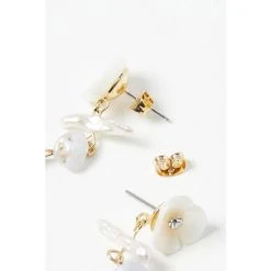Oliver Bonas Natural Brea Flower Pearl And Stone Drop Stud Earrings -Oliver Bonas Shop unnamed file 686