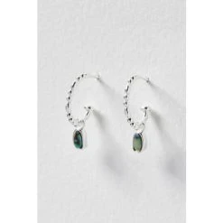 Oliver Bonas Natural Blythe Pebble Charm Paua Shell Silver Coloured Hoop Earrings -Oliver Bonas Shop unnamed file 735