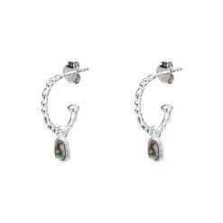 Oliver Bonas Natural Blythe Pebble Charm Paua Shell Silver Coloured Hoop Earrings -Oliver Bonas Shop unnamed file 739