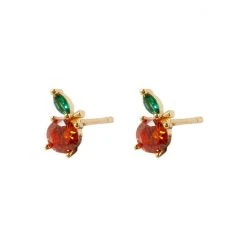 Oliver Bonas Orange Stone Stud Earrings