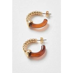 Oliver Bonas Natural Delmare Gold Twist And Resin Hoop Earrings -Oliver Bonas Shop unnamed file 790