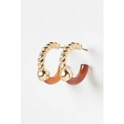 Oliver Bonas Natural Delmare Gold Twist And Resin Hoop Earrings -Oliver Bonas Shop unnamed file 791