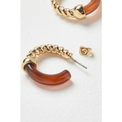 Oliver Bonas Natural Delmare Gold Twist And Resin Hoop Earrings -Oliver Bonas Shop unnamed file 793