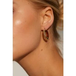 Oliver Bonas Natural Delmare Gold Twist And Resin Hoop Earrings -Oliver Bonas Shop unnamed file 794