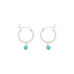 Oliver Bonas Sterling Silver Nou Hoop & Sphere Turquoise Earrings
