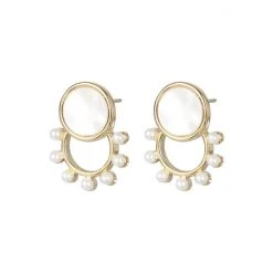Oliver Bonas Lulu White Bobble Shell Stud Earrings