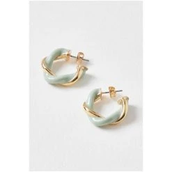 Oliver Bonas Natural Adira Green Twist Hoop Earrings -Oliver Bonas Shop unnamed file 830