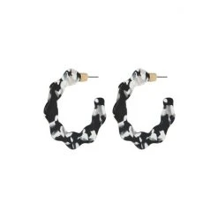 Oliver Bonas Black Eden Wavy Monochrome Resin Hoop Earrings