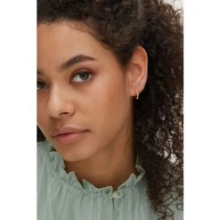 Oliver Bonas Gold Plated Grace Bamboo Huggie Earrings