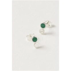 Oliver Bonas Briar Disc And Green Malachite Inlay Dot Sterling Silver Earrings -Oliver Bonas Shop unnamed file 851