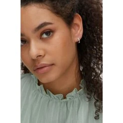 Oliver Bonas Silver Grace Bamboo Huggie Earrings