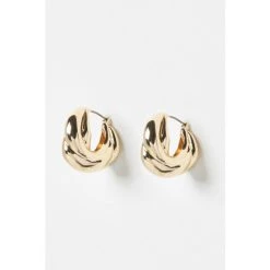 Oliver Bonas Gold Maya Chunky Plaited Huggie Earrings -Oliver Bonas Shop unnamed file 895