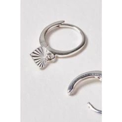 Oliver Bonas Silver Tone Grazia Machine Engraved Heart Charm Drop Hoop Earrings -Oliver Bonas Shop unnamed file 903