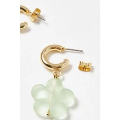 Oliver Bonas Green Flower Huggie Earrings -Oliver Bonas Shop unnamed file 913