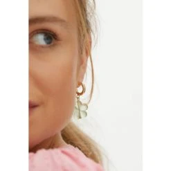 Oliver Bonas Green Flower Huggie Earrings -Oliver Bonas Shop unnamed file 914