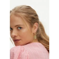 Oliver Bonas Green Flower Huggie Earrings -Oliver Bonas Shop unnamed file 915