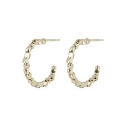 Oliver Bonas Gold Tone Hali Nugget Bead Hoop Earrings