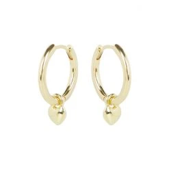Oliver Bonas Gold Plated Brass Heart Charm Huggie Earrings