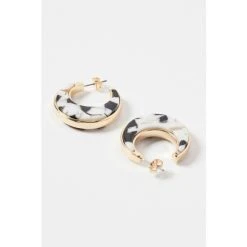 Oliver Bonas Natural Bonnie Moon Shape Marble Resin Inlay Hoop Earrings -Oliver Bonas Shop unnamed file 94