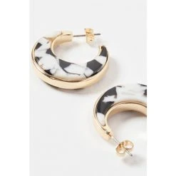 Oliver Bonas Natural Bonnie Moon Shape Marble Resin Inlay Hoop Earrings -Oliver Bonas Shop unnamed file 95