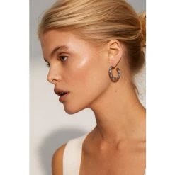 Oliver Bonas Natural Lana Blue Textured Hoop Earrings -Oliver Bonas Shop unnamed file 956