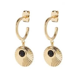 Oliver Bonas Kymani Engraved Black Disc And Stone Inlay Gold Plated Drop Earrings -Oliver Bonas Shop unnamed file 971