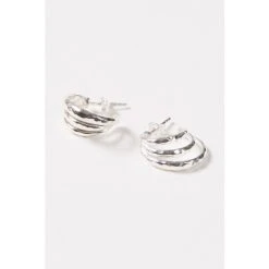 Oliver Bonas Silver Coloured Dory Textured Triple Circle Hoop Earrings