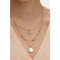 Oliver Bonas Gold Tone Faro Pearl Charms Layered Row Necklace -Oliver Bonas Shop unnamed file 999